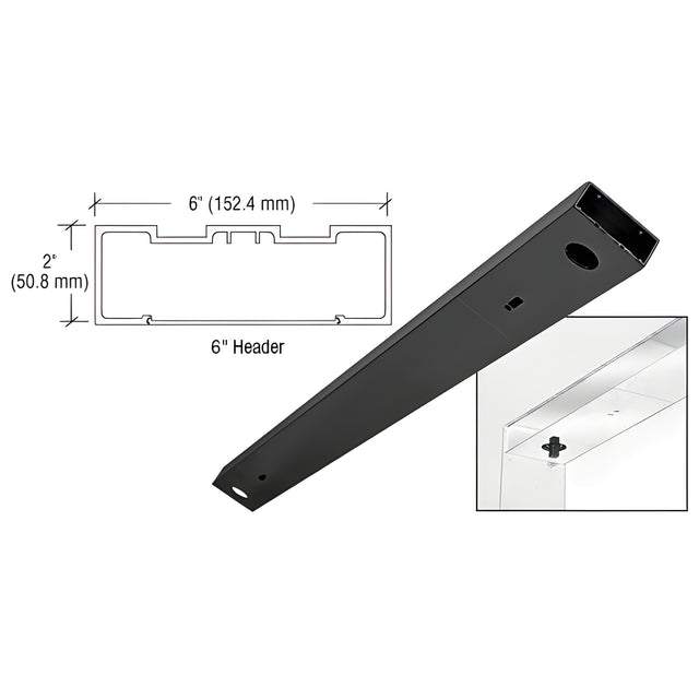 CRL Black Powder Coated 6" x 72" Double Door Header
