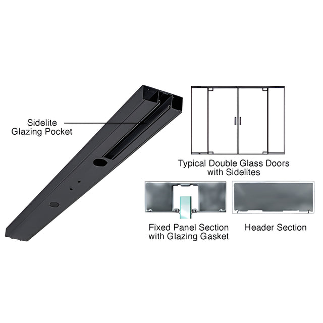 CRL Black Powder Coated Custom Length 4-1/2" One Pocket Double Sided Door Header