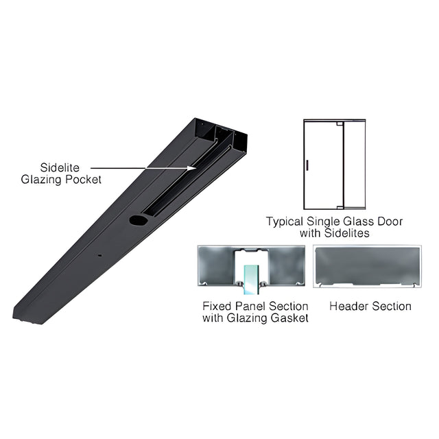 CRL Black Powder Coated Custom Length 4-1/2" One Pocket Single Sided Door Header