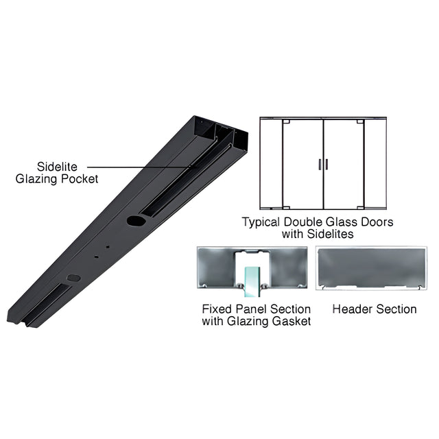 CRL Black Powder Coated Custom Length 4-1/2" Two Pocket Double Sided Door Header