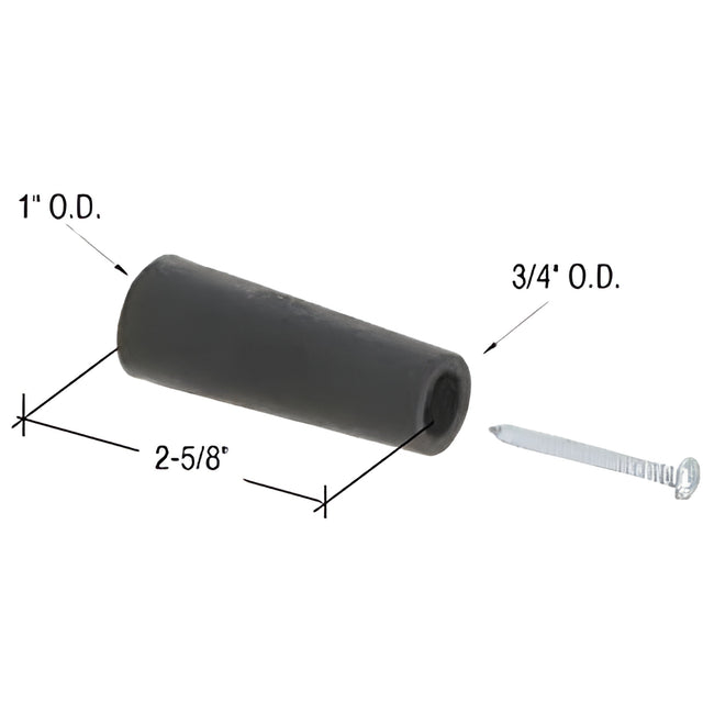CRL Black Sliding Glass Door Bumper - 2-5/8" Length