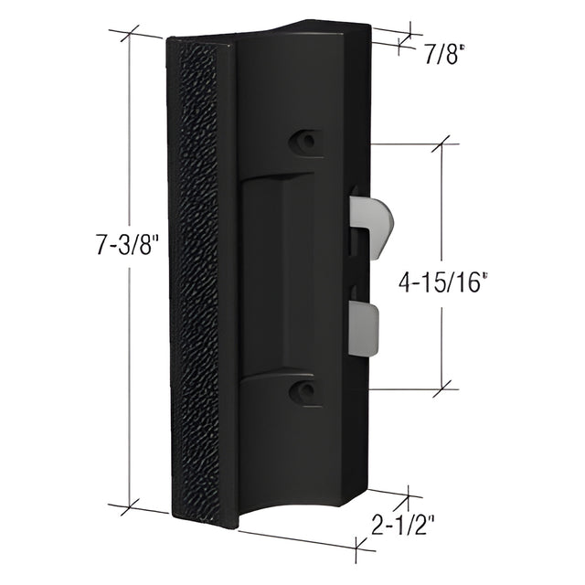 CRL Black Sliding Glass Door Handle Surface Mount with Hook Latch