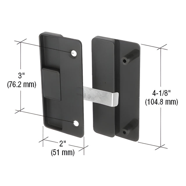 CRL Black Sliding Screen Door Latch and Pull with 3" Screw Holes for Columbia-Matic Doors
