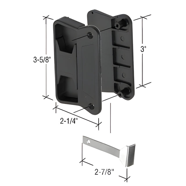 CRL Black Sliding Screen Door Latch and Pull with 3" Screw Holes for Superior Aluminum Doors
