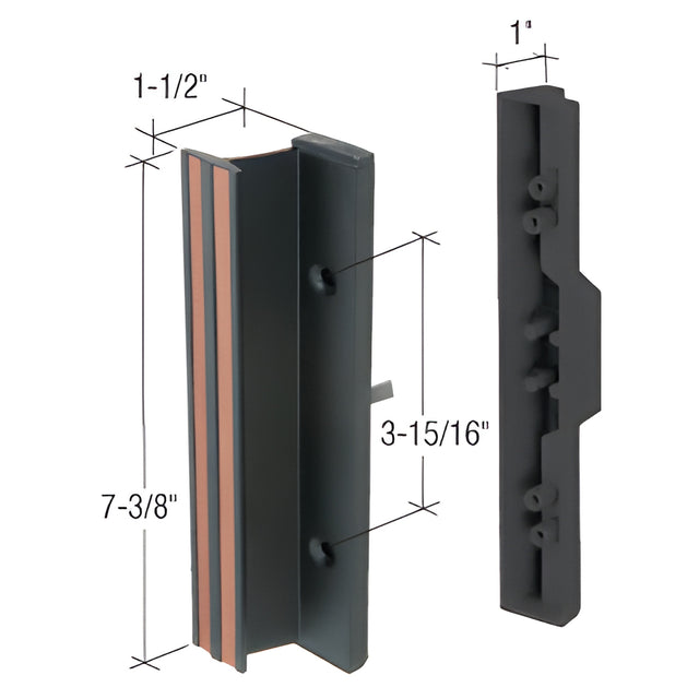 CRL Black Standard Mortise - Style Sliding Glass Door Handle with 3-15/16" Screw Holes
