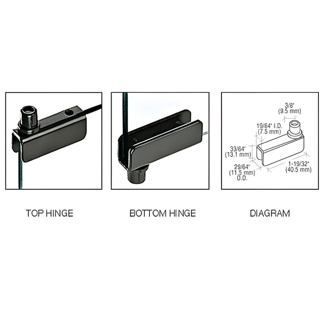 CRL Black Standard Mount Glass Door Hinge