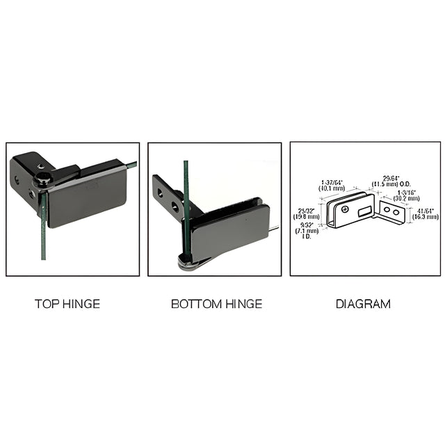 CRL Black Surface Mount Glass Door Hinge