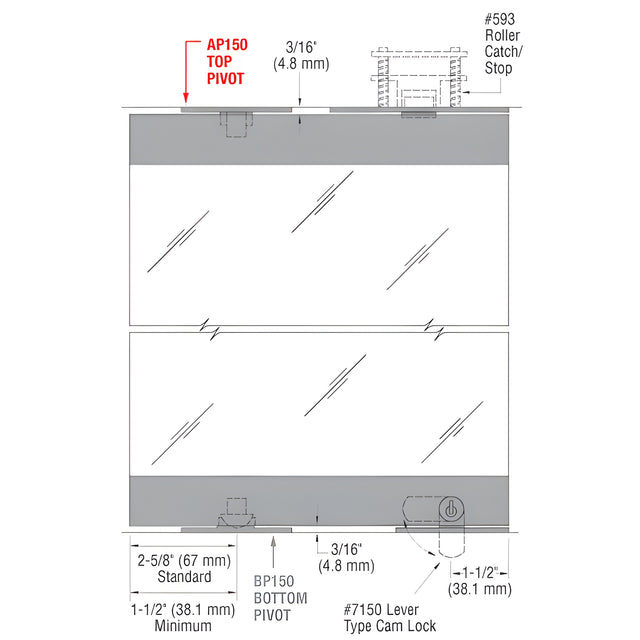 CRL-Blumcraft® AP150 Top Pivot Used with the 1301 Series Display Doors