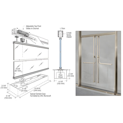 CRL-Blumcraft® Brushed Stainless 1301 Entry Door 1/2" Glass w/Fixed Closer and Standard Top Pivot - With Lock