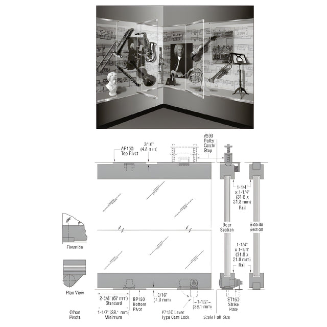 CRL-Blumcraft® Brushed Stainless 1301 Series Display Case Door - 1/2" Tempered Glass