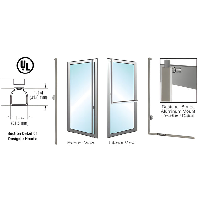 CRL-Blumcraft® Brushed Stainless Left Hand Revers Aluminum Door Mount Keyed Access "F" Top D-Shape Handle