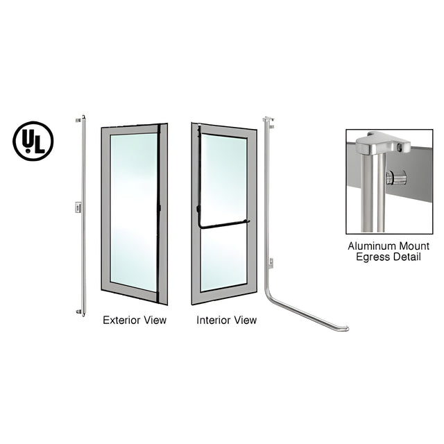 CRL-Blumcraft® Brushed Stainless Left Hand Reverse Aluminum Door Mount Keyed Access "F" Exterior Top Securing Electronic Egress Control Handle