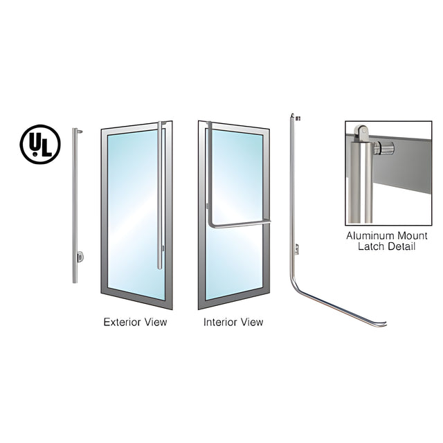 CRL-Blumcraft® Brushed Stainless Left Hand Reverse Aluminum Door Mount Keyed Access "LS" Exterior, Top Securing Panic Handle