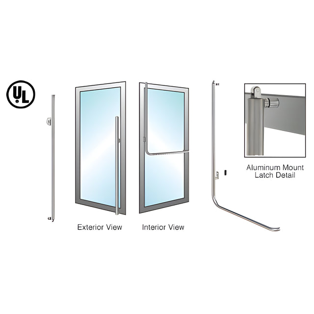 CRL-Blumcraft® Brushed Stainless Left Hand Reverse Aluminum Door Mount 'MS' Keyed Access Dummy Top Mount Handle
