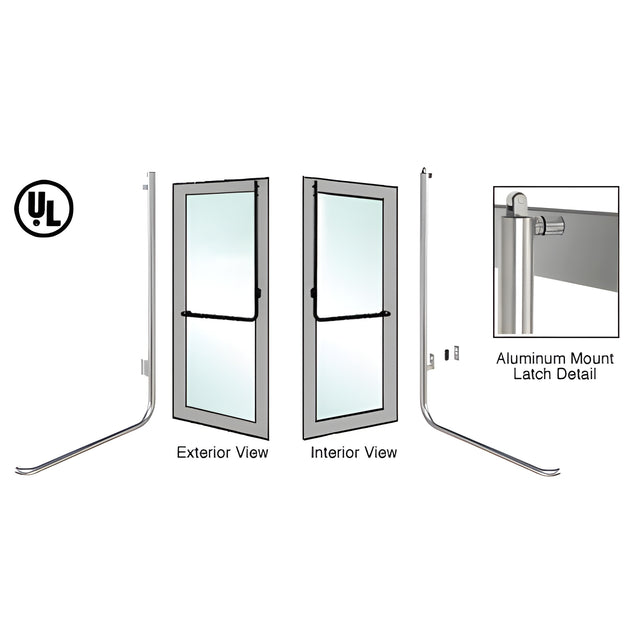 CRL-Blumcraft® Brushed Stainless Left Hand Reverse Aluminum Door Mount No Cylinder "D" Exterior, Top Securing Panic Handle