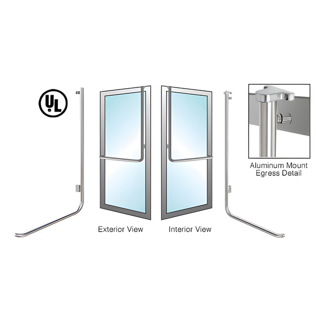 CRL-Blumcraft® Brushed Stainless Left Hand Reverse Aluminum Door Mount Retainer Plate "D" Exterior Top Mount Electronic Egress Control Handle