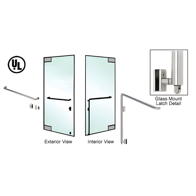 CRL-Blumcraft® Brushed Stainless Left Hand Reverse Glass Mount Keyed Access "A" Exterior Bottom Securing Panic Handle