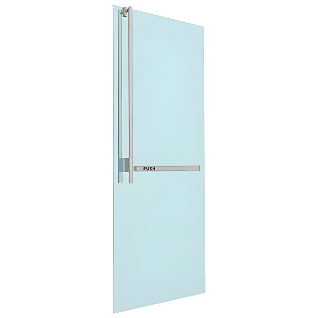 CRL-Blumcraft® Brushed Stainless Left Hand Reverse Glass Mount Keyed Access "JS" Exterior, Top Securing Panic Handle