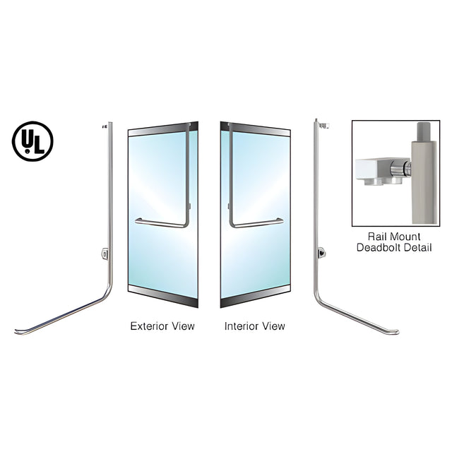 CRL-Blumcraft® Brushed Stainless Left Hand Reverse Low Profile Mount "D" Cylinder/Thumbturn Deadbolt Handle