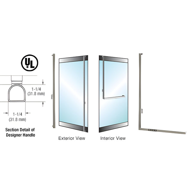CRL-Blumcraft® Brushed Stainless Left Hand Reverse Rail Mount "F" Designer Dummy Handle