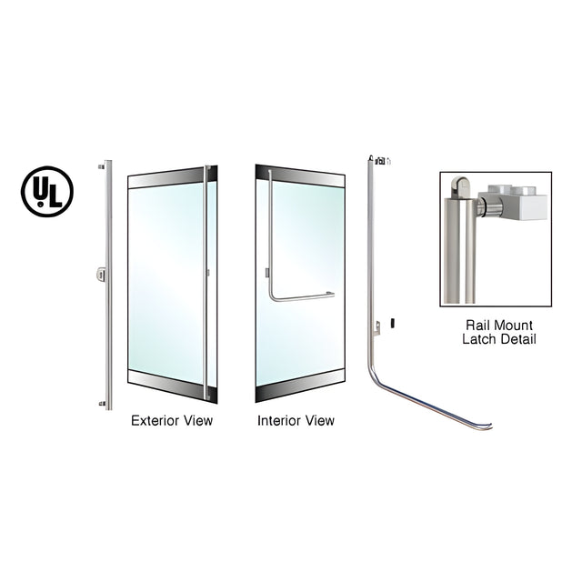 CRL-Blumcraft® Brushed Stainless Left Hand Reverse Rail Mount Keyed Access 'F' Exterior Top Securing Panic Handle for 3/4" Glass
