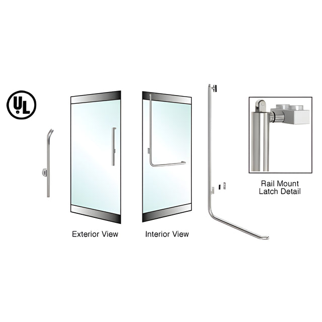 CRL-Blumcraft® Brushed Stainless Left Hand Reverse Rail Mount Keyed Access "G" Exterior, Top Securing Panic Handle for 3/4" Glass