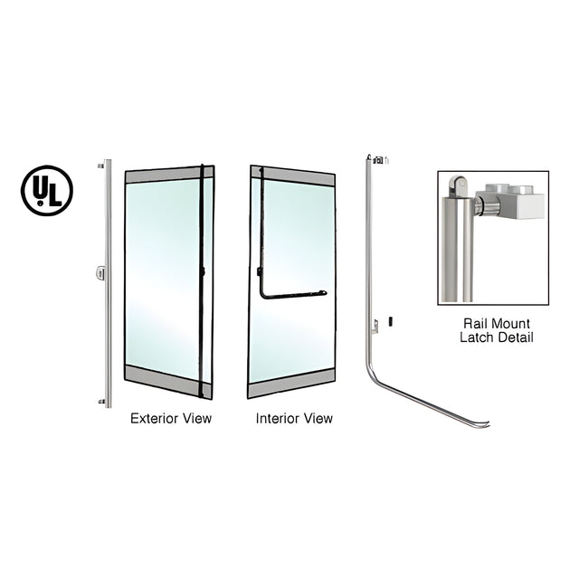 CRL-Blumcraft® Brushed Stainless Left Hand Reverse Rail Mount Keyed Access "F" Exterior, Top Securing Panic Handle