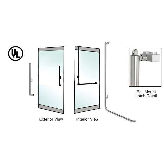 CRL-Blumcraft® Brushed Stainless Left Hand Reverse Rail Mount Keyed Access 'H' Exterior, Top Securing Panic Handle