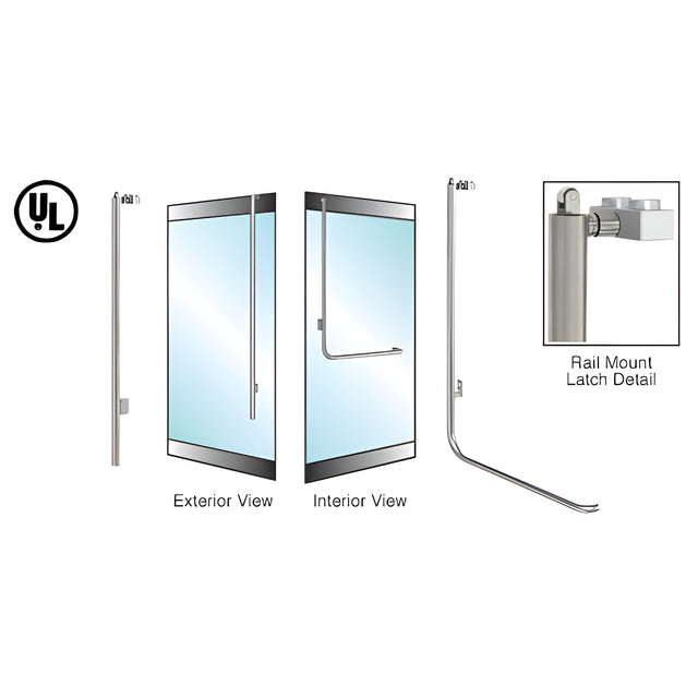CRL-Blumcraft® Brushed Stainless Left Hand Reverse Rail Mount "LS" Retainer Plate Dummy Top Mount Handle