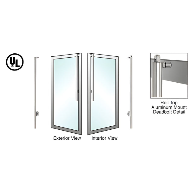 CRL-Blumcraft® Brushed Stainless Left Hand Reverse Roll Top Aluminum Door Mount Cylinder/Cylinder "JS" Exterior Top Securing Deadbolt Handle