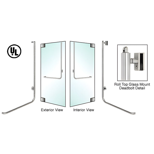 CRL-Blumcraft® Brushed Stainless Left Hand Reverse Roll Top Glass Mount Cylinder/Thumbturn "D" Exterior Top Securing Deadbolt Handle