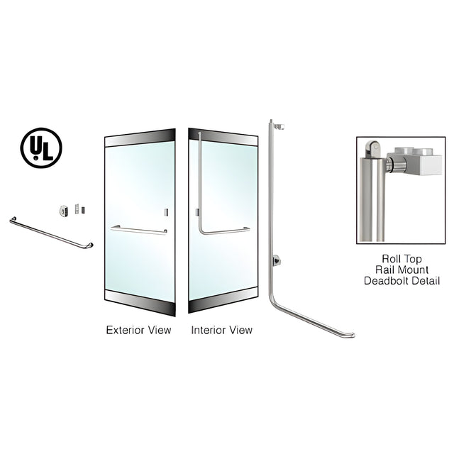 CRL-Blumcraft® Brushed Stainless Left Hand Reverse Roll Top Rail Mount Cylinder/Thumbturn "A" Exterior Top Securing Deadbolt Handle