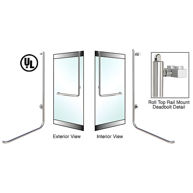 CRL-Blumcraft® Brushed Stainless Left Hand Reverse Roll Top Rail Mount Cylinder/Cylinder "D" Exterior Top Securing Deadbolt Handle