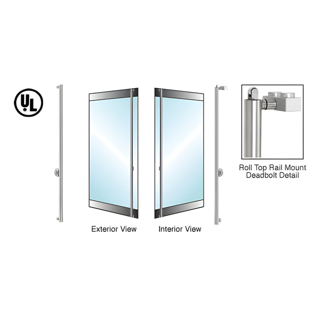 CRL-Blumcraft® Brushed Stainless Left Hand Reverse Roll Top Rail Mount Cylinder/Cylinder "F" Exterior Top Securing Deadbolt Handle