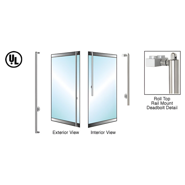 CRL-Blumcraft® Brushed Stainless Left Hand Reverse Roll Top Rail Mount Cylinder/Cylinder "F" Exterior Top Securing Deadbolt Handle