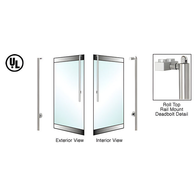CRL-Blumcraft® Brushed Stainless Left Hand Reverse Roll Top Rail Mount Cylinder/Thumbturn "JS" Exterior Top Securing Deadbolt Handle