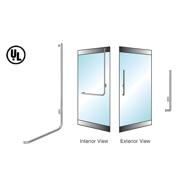 CRL-Blumcraft® Brushed Stainless Right Hand Double Acting Rail Mount 'H' Exterior Dummy Handle for 3/4" Glass