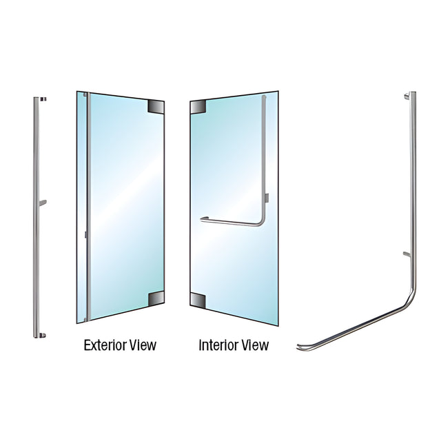 CRL-Blumcraft® Brushed Stainless Right Hand Glass Mount 'F' Exterior Dummy Handle