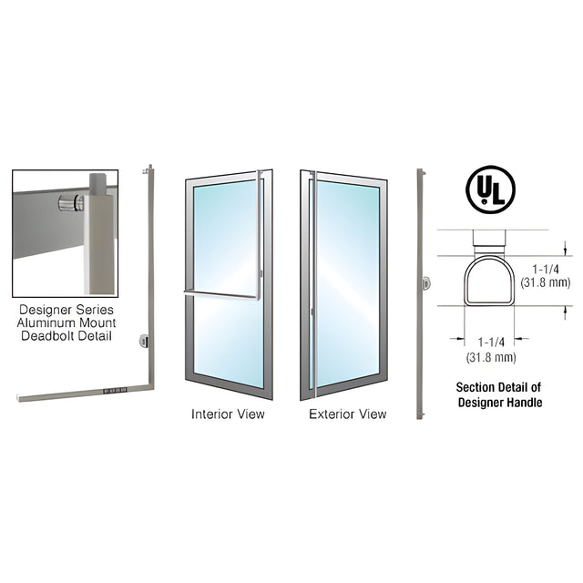 CRL-Blumcraft® Brushed Stainless Right Hand Revers Aluminum Door Mount Keyed Access "F" Top D-Shape Handle