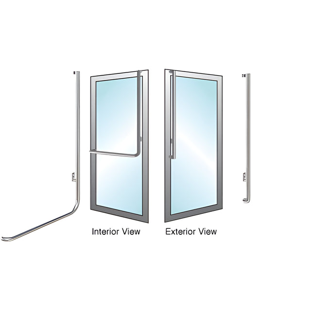 CRL-Blumcraft® Brushed Stainless Right Hand Reverse Aluminum Door Mount "J" Exterior Top Securing Dummy Handle