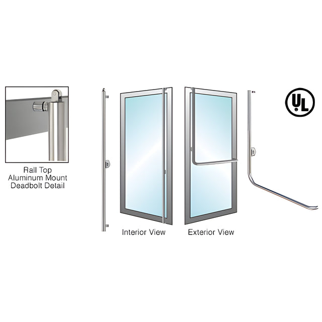 CRL-Blumcraft® Brushed Stainless Right Hand Reverse Aluminum Door Mount Keyed Access "D" Exterior Top Securing Deadbolt Handle