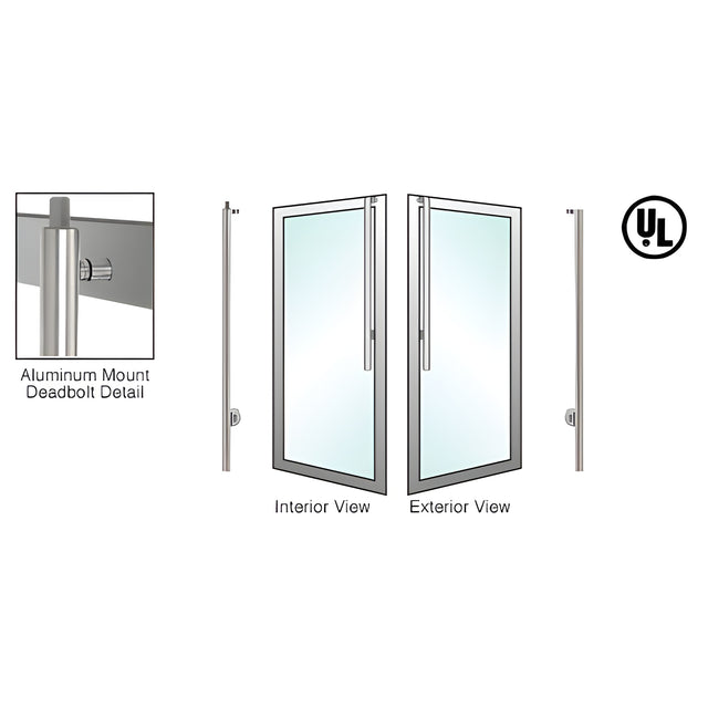 CRL-Blumcraft® Brushed Stainless Right Hand Reverse Aluminum Door Mount Keyed Access "JS" Exterior Top Securing Deadbolt Handle