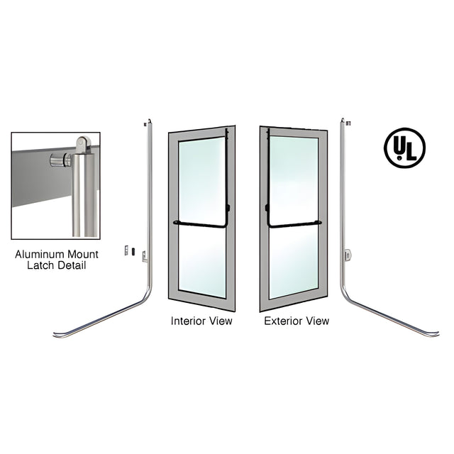 CRL-Blumcraft® Brushed Stainless Right Hand Reverse Aluminum Door Mount Keyed Access "D" Exterior, Top Securing Panic Handle