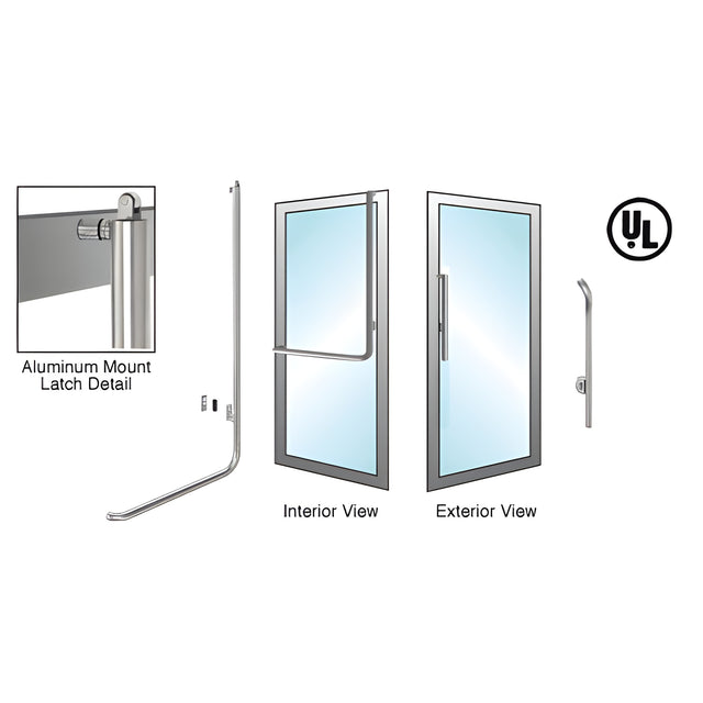 CRL-Blumcraft® Brushed Stainless Right Hand Reverse Aluminum Door Mount Keyed Access "G" Exterior, Top Securing Panic Handle
