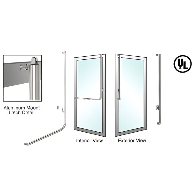 CRL-Blumcraft® Brushed Stainless Right Hand Reverse Aluminum Door Mount Keyed Access "J" Exterior, Top Securing Panic Handle