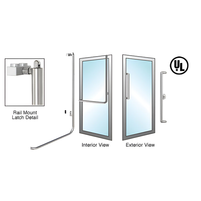 CRL-Blumcraft® Brushed Stainless Right Hand Reverse Aluminum Door Mount Keyed Access "X" Exterior, Top Securing Panic Handle