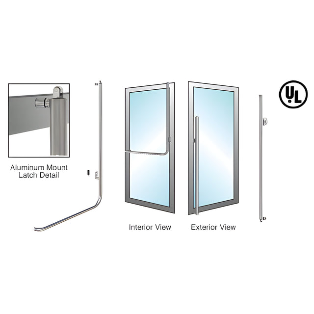 CRL-Blumcraft® Brushed Stainless Right Hand Reverse Aluminum Door Mount 'MS' Keyed Access Dummy Top Mount Handle