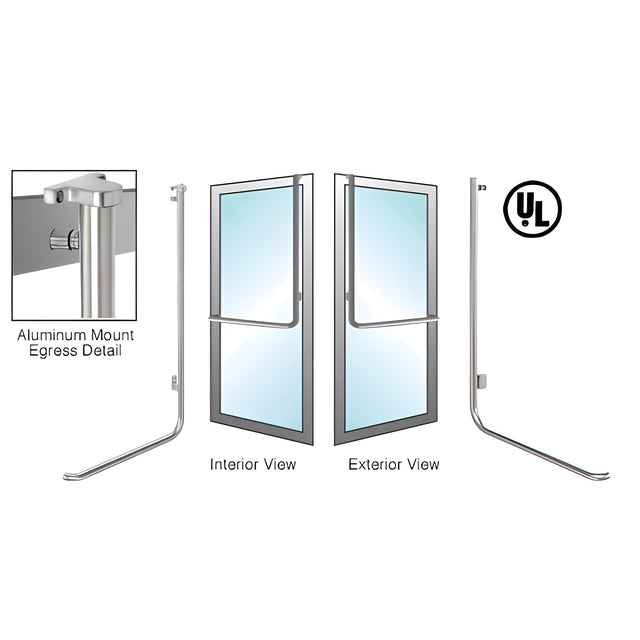CRL-Blumcraft® Brushed Stainless Right Hand Reverse Aluminum Door Mount Retainer Plate "D" Exterior Top Mount Electronic Egress Control Handle