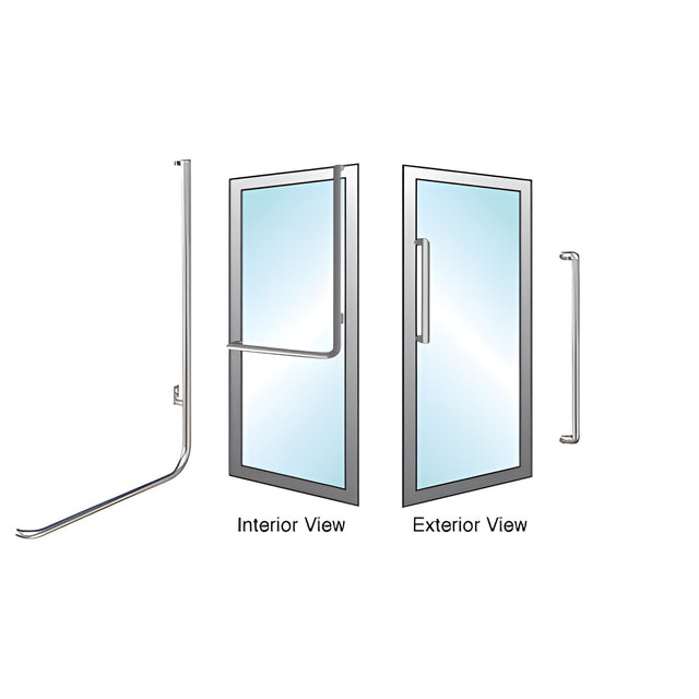 CRL-Blumcraft® Brushed Stainless Right Hand Reverse Aluminum Door Mount "X" Exterior Dummy Handle