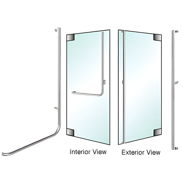 CRL-Blumcraft® Brushed Stainless Right Hand Reverse Glass Mount 'F' Exterior Dummy Handle for 3/4" Glass